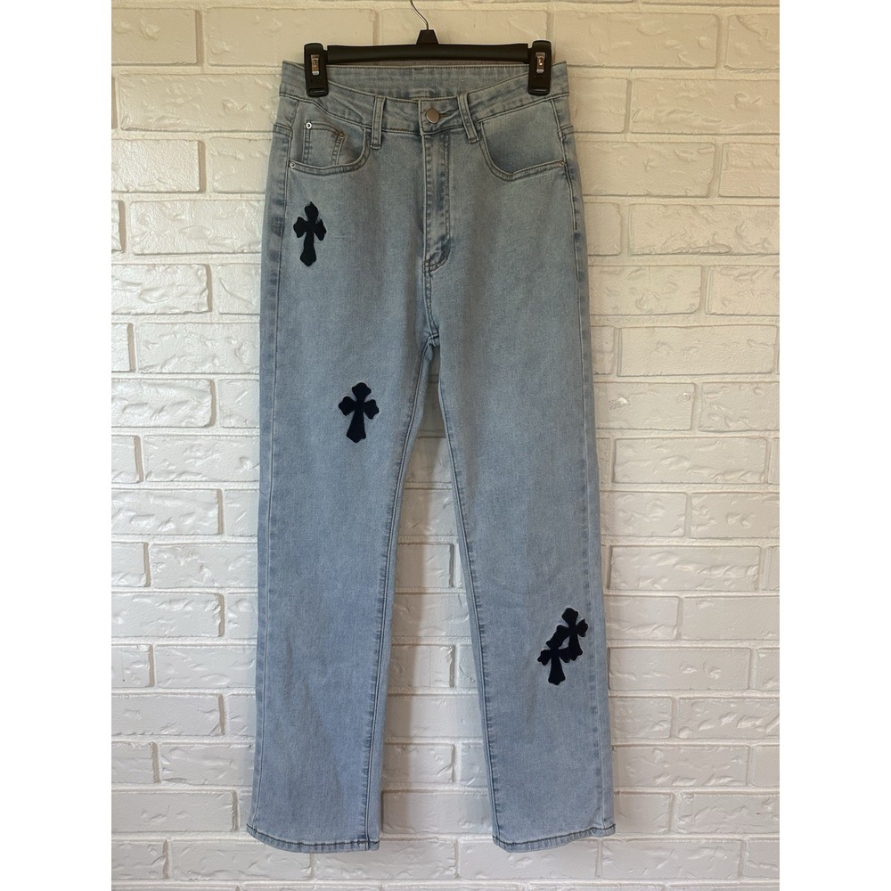 Unbranded Womens Jeans Size 26 X 28 Lt Wash Patchwork